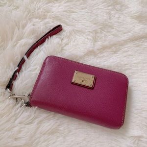 Preloved-Michael Kors Raspberry Jet Set Travel Zip Around Wristlet Saffiano